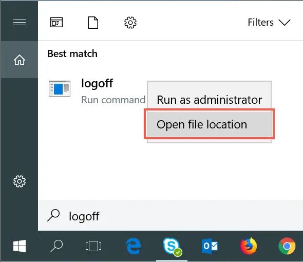 Open-File-Location-of-Logoff-Executable-File